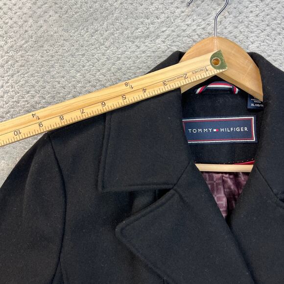 Tommy Hilfiger Womens Peacoat Wool Blend Sailor Coat Double Breast Lined Blk XL - Picture 12 of 16